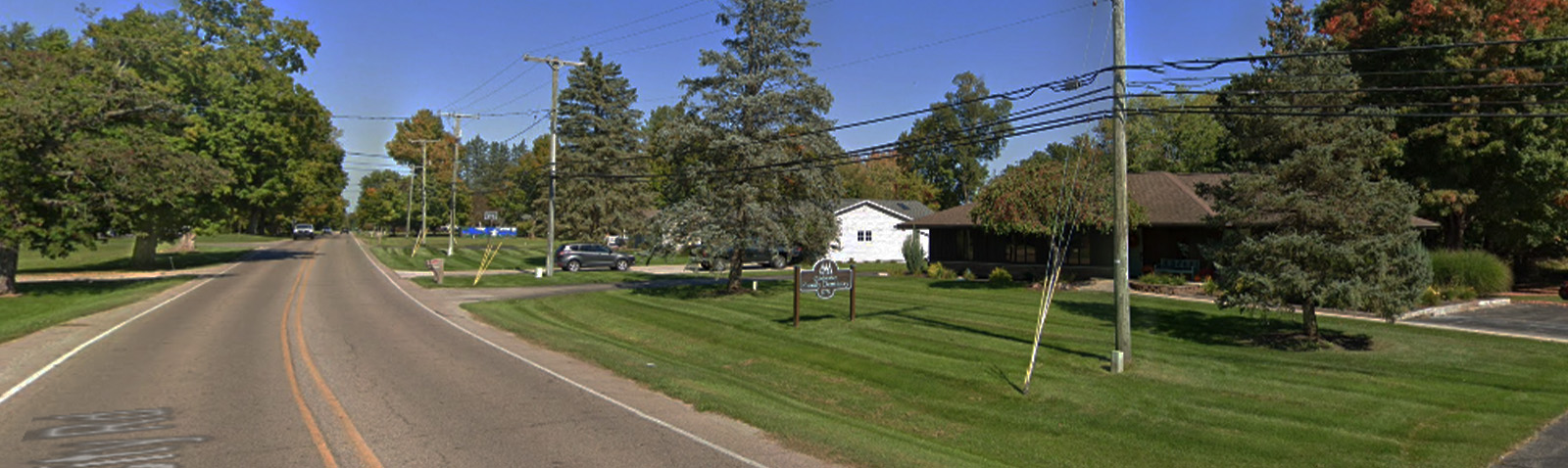 The image is a split-screen photograph showing two different views of a street intersection.