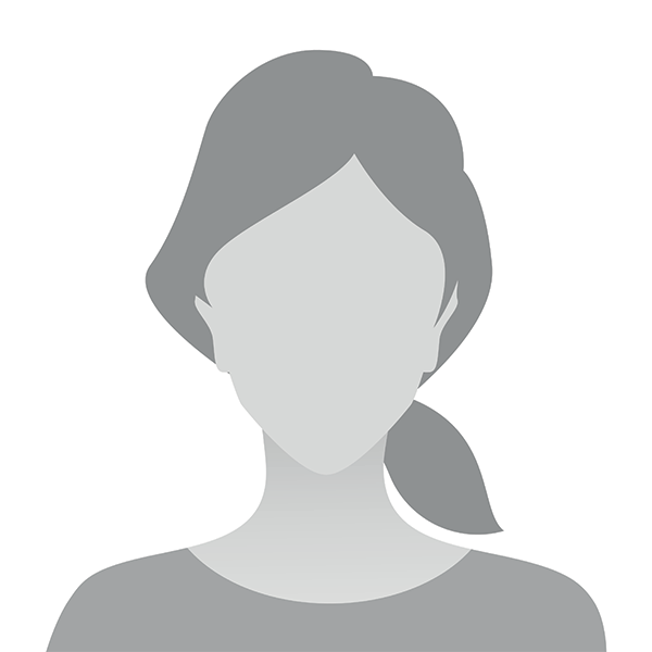 The image is a stylized, grayscale silhouette of a person s head and shoulders, likely representing a female figure with short hair, wearing a dark top.
